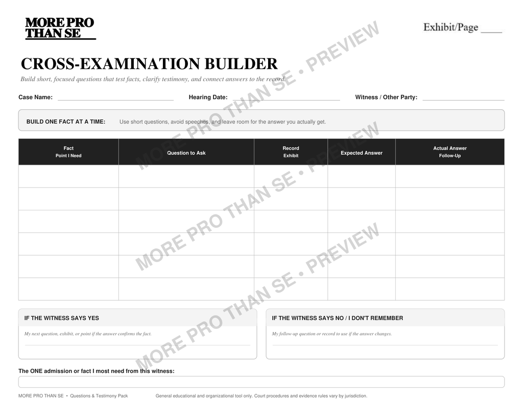 Cross-Examination Builder — Watermarked Preview
