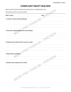 Watermarked Complaint Draft Builder worksheet preview from the Accountability Pack