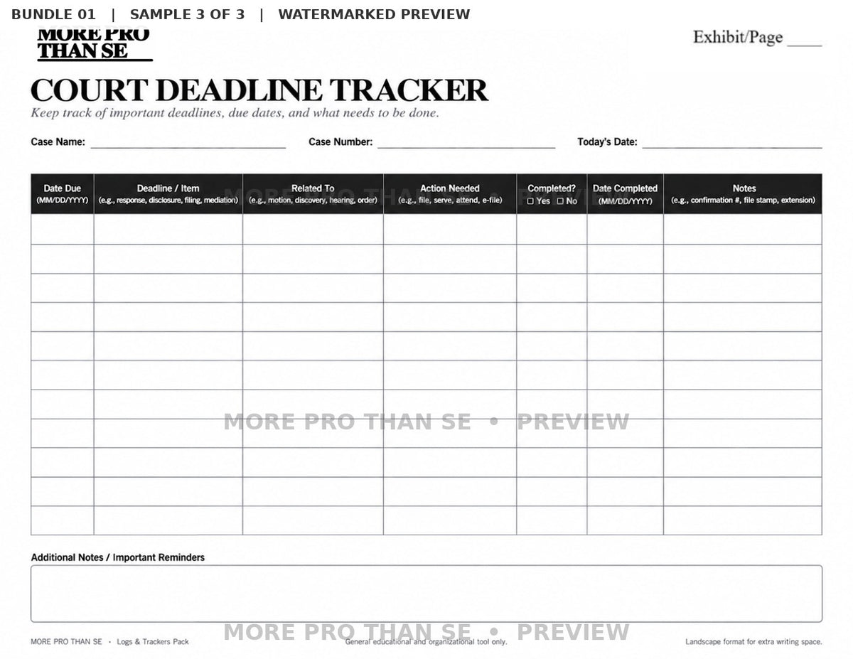 Watermarked Court Deadline Tracker preview