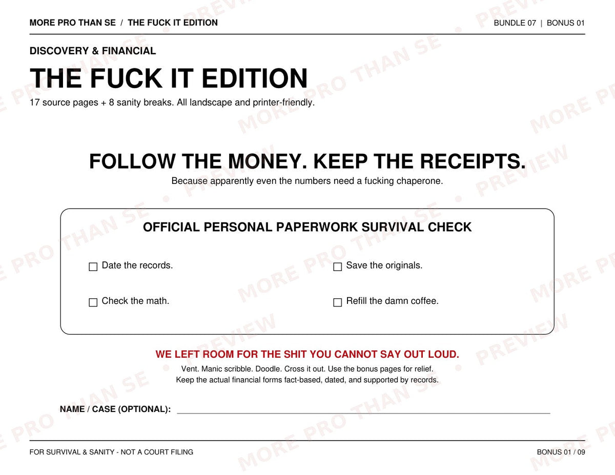 Watermarked store preview of Bundle 7 Fuck It Edition; buyer receives clean 25-page PDF.