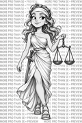 Lady Justice illustration with More PRO Than Se preview watermark