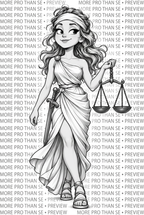 Lady Justice illustration with More PRO Than Se preview watermark