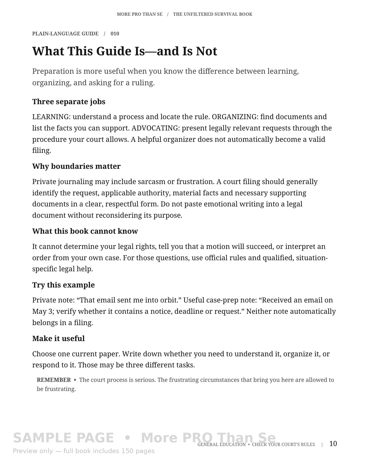 Look inside page 10: What This Guide Is and Is Not — readable watermarked sample.